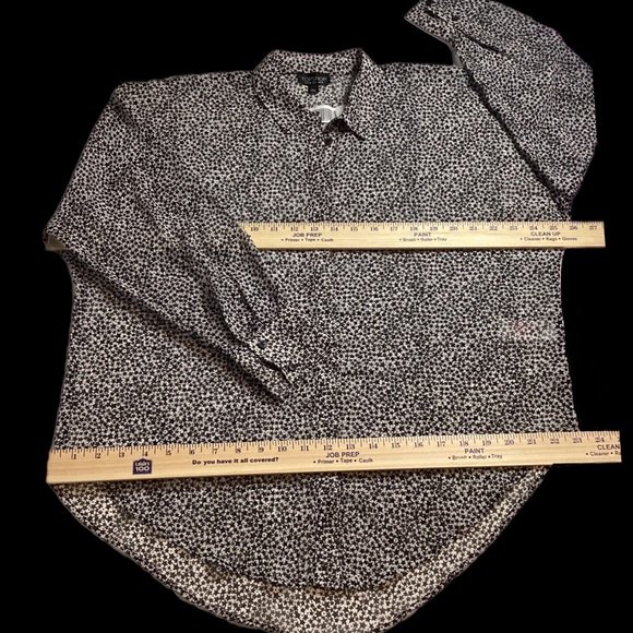 ‼️SOLD💕🔥 TOPSHOP EUC Women 6 Semi-Sheer Hi-Lo Black White Star Pattern Blouse - Picture 14 of 16